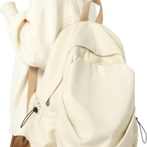 Basic High School Backpack For Women Men,Lightweight Casual Daypack Backpack For College Students,Aesthetic Middle School Bag,Cute Bookbag For Teen Girls Boys(Beige)