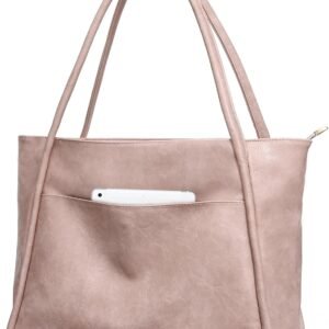 Large Tote Bag for Women Work with Zipper 16L Vegan Leather Ladies Travel Purses and Handbags