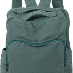 Canvas Small Backpack Purse for Women Cute Aesthetic Green Mini Backpack for Teen Girls Ladies Vintage School Bookbag Purse