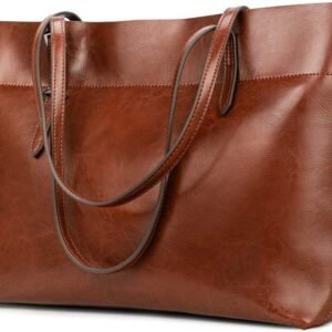 Vintage Genuine Leather Tote Shoulder Bag for Women Satchel Handbag with Top Handles