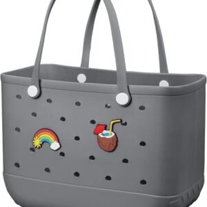 Beach Bag Rubber Tote Bag - Waterproof Travel Bag for Women Washable Tote Bag Handbag for Sports Beach Market Pool