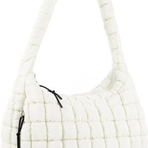Quilted Puffer Tote Bag Purse Puffy Crossbody Shoulder Bag,Lightweight Nylon  Bag Puffer Carryall Bag for Women Girl