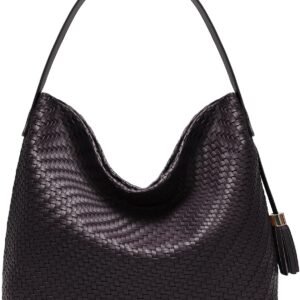 Woven Vegan Leather Tote Bag for Women Suede  Elegant Handbag Satchel for Work Travel