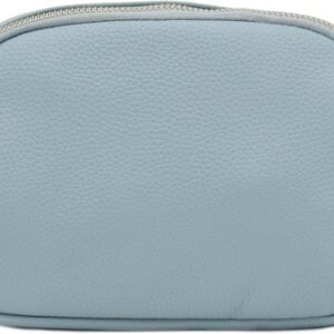 Lightweight Soft PU Pebbled Leather Fanny Pack Belt Bag with Gold Metal Buckle (Light Blue)