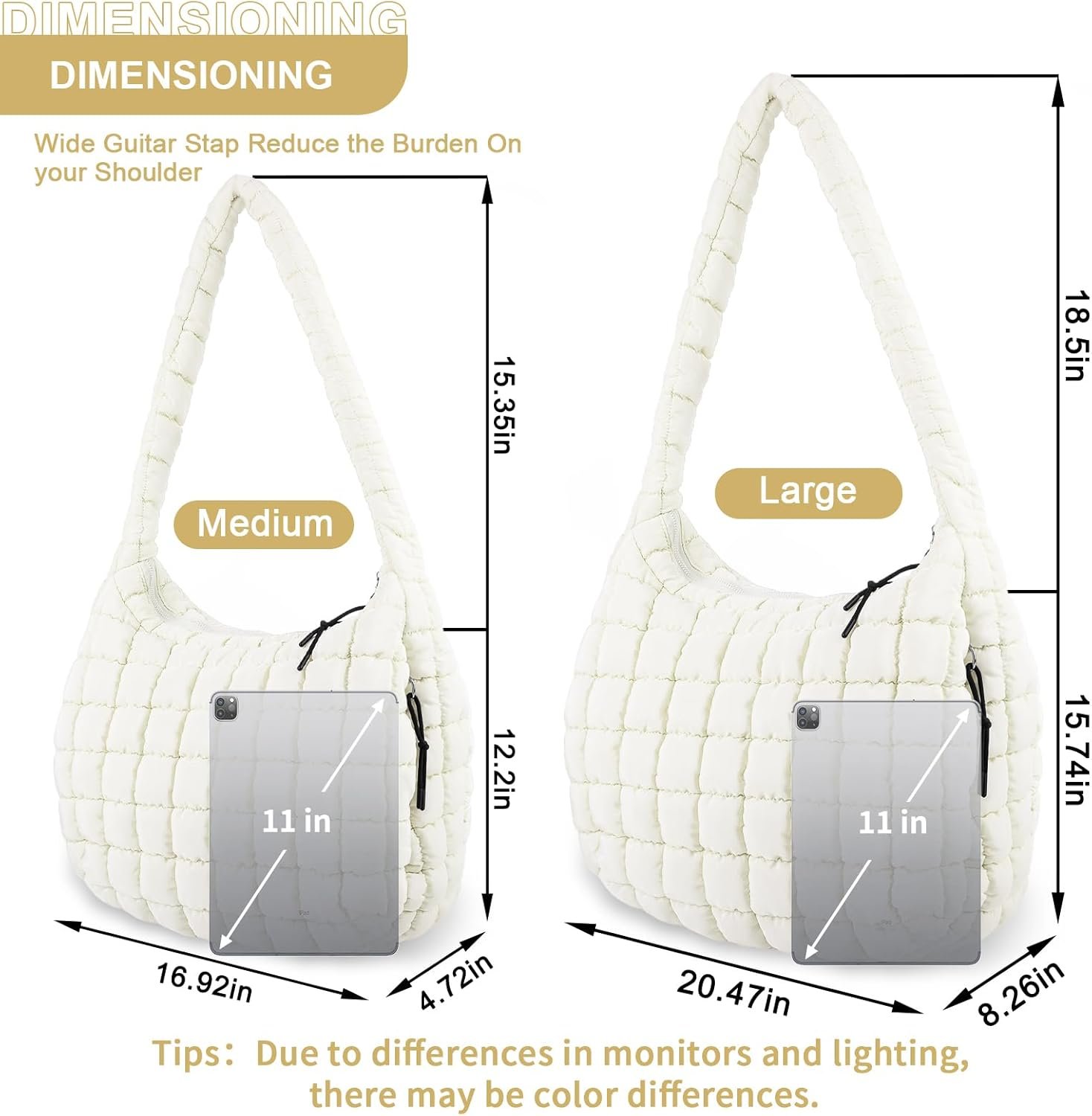 Quilted Puffer Tote Bag Purse Puffy Crossbody Shoulder Bag,Lightweight Nylon Bag Puffer Carryall Bag for Women Girl - Image 2
