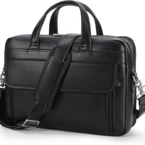 Leather Briefcase for Men 15.6", 17" Laptop Computer Case Business Travel Work Messenger Cross Body Shoulder Bag