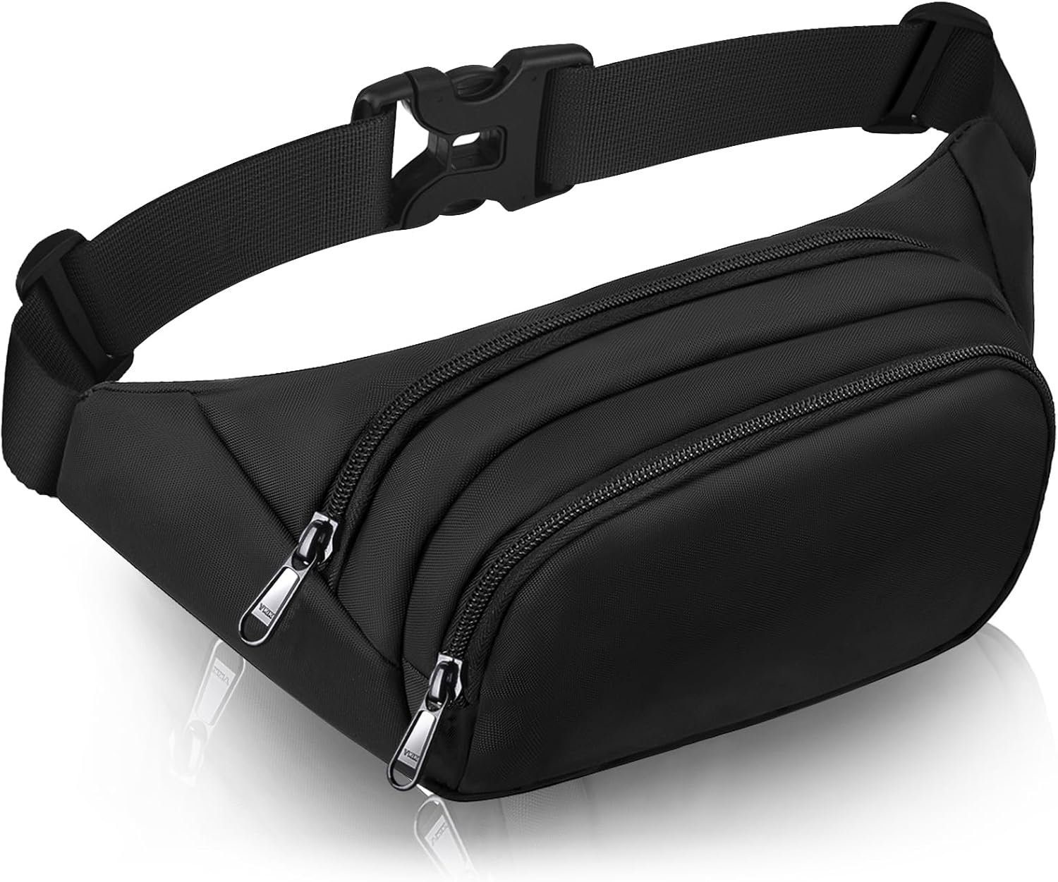 Large Fanny Pack for Women Men - Waist bag with 3-Zipper Pockets, Gifts for Enjoy Sports Traveling Workout Casual Hands-Free crossbody bags Fits MAX 7.9'' & 6.6'' Phone Black