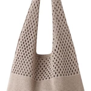 Knitted Shoulder Tote Bag Large Crochet Beach Bag  Aesthetic Tote Handbags for Women