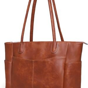 Large Tote Bag for Women Work Vegan Leather 23L Womens Tote Purse with Zipper Ladies Handbags