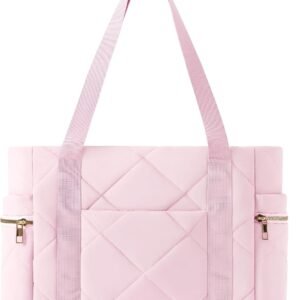 Tote bag for Women Puffer Shoulder Bag with Zipper Travel Quilted Nurse Bag Carry On Laptop Bag for Travel Work