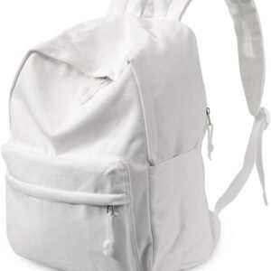 Canvas Backpack White Backpack Large Casual Daypack Satchel Laptop Backpack Unisex, standard