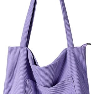 Women Corduroy Tote Bag, Large Shoulder s Casual Handbags Big Capacity Shopping Work Bag