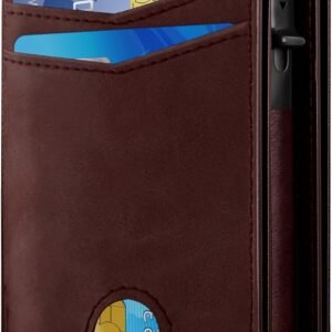 Wallet for Men - RFID Blocking [Functional & Practical] Bifold Slim Minimalist Credit Card Holder Pop Up Metal Case with Cash Slot, Front Pocket with ID Window, Gift Boxed