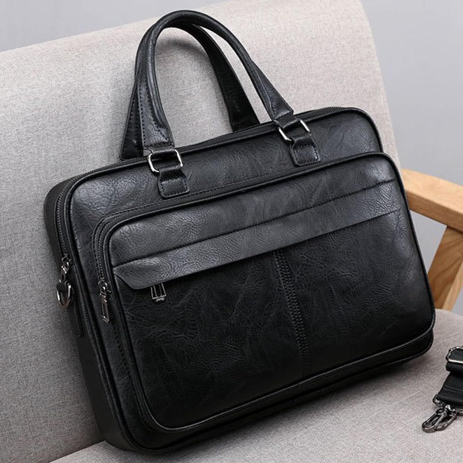 leather Laptop Bag for Men 16 inch Briefcase Waterproof,Computer Handbags Shoulder Crossbody Laptop Bag Business - Image 2
