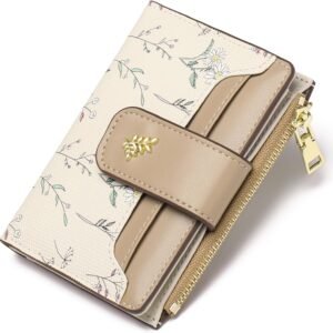 Small Wallets for Women  Blocking Leather Bifold Zipper Pocket Wallet Credit Card Holder with ID Window