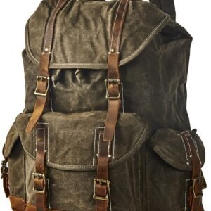 Heavy Duty Waxed Canvas Vintage Backpack for Men Women Trim Casual 15.6" laptop Travel Rucksack Shoulder Rucksack for Travel