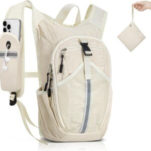 Small Hiking Backpack 10L- Lightweight Packable Foldable Backpack for Travel Camping Outdoor Commute, Compact Rucksack for Women Men(Beige)