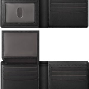 Wallet For Men RFID Blocking Black Wallets Bifold Faux Leather Card Holder Front Pocket Mens Accessories With Gift Box