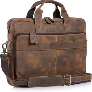 Leather briefcase 18 Inch Laptop Messenger Bags for Men and Women Best Office briefcase Satchel Bag