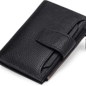 Women's Genuine Leather Wallet, Compact Size, RFID Blocking, Includes Coin Pouch, Card Holders, 14 Slots