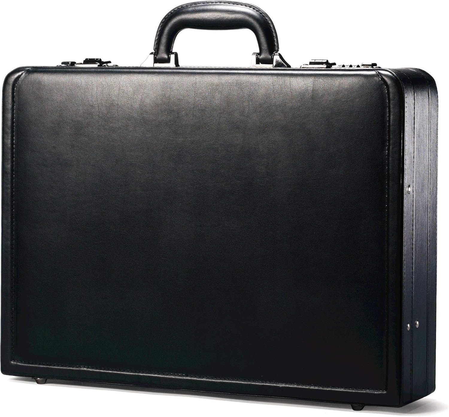 Bonded Leather Attache, Black, One Size