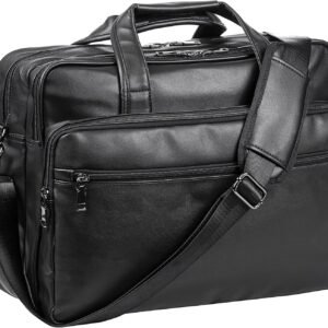 Leather Laptop Bag, Men's 15.6 Inche 17.3 Inche Messenger Briefcase Business Satchel Computer Handbag Shoulder Bag